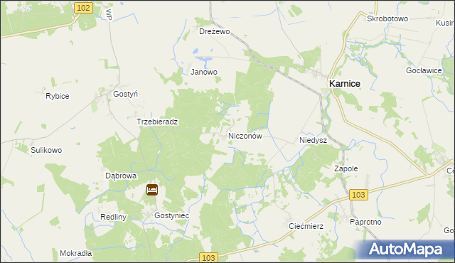 mapa Niczonów, Niczonów na mapie Targeo