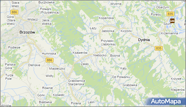 mapa Niebocko, Niebocko na mapie Targeo