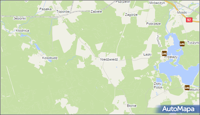 mapa Niedźwiedź gmina Łagów, Niedźwiedź gmina Łagów na mapie Targeo