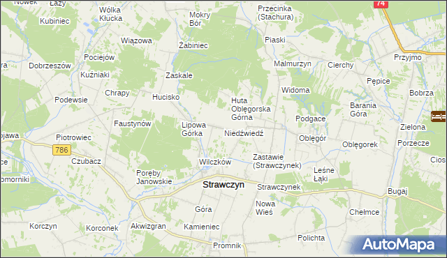 mapa Niedźwiedź gmina Strawczyn, Niedźwiedź gmina Strawczyn na mapie Targeo