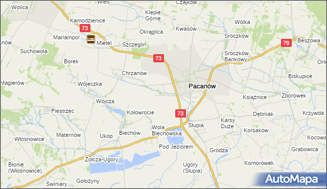 mapa Niegosławice gmina Pacanów, Niegosławice gmina Pacanów na mapie Targeo