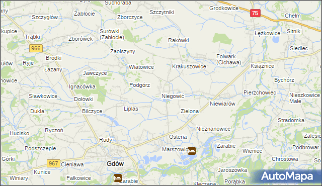 mapa Niegowić, Niegowić na mapie Targeo