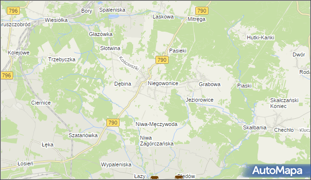 mapa Niegowoniczki, Niegowoniczki na mapie Targeo