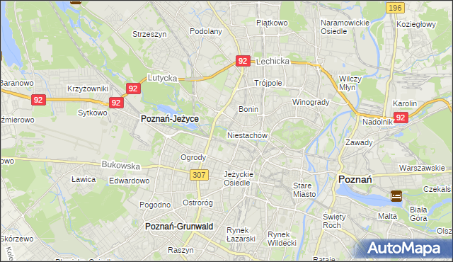 mapa Niestachów gmina Poznań, Niestachów gmina Poznań na mapie Targeo