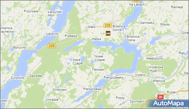 mapa Nowe Czaple gmina Stężyca, Nowe Czaple gmina Stężyca na mapie Targeo