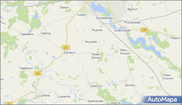 mapa Nowe Żeńsko, Nowe Żeńsko na mapie Targeo