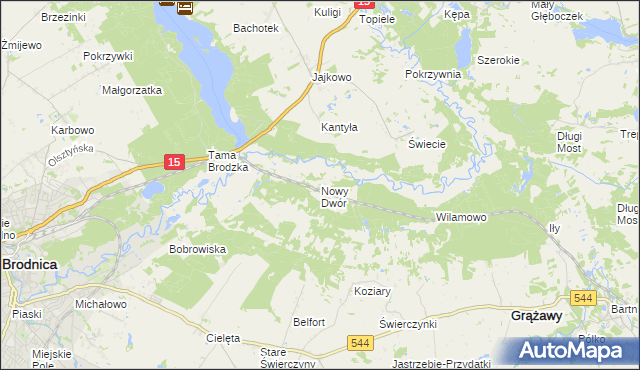 mapa Nowy Dwór gmina Brodnica, Nowy Dwór gmina Brodnica na mapie Targeo