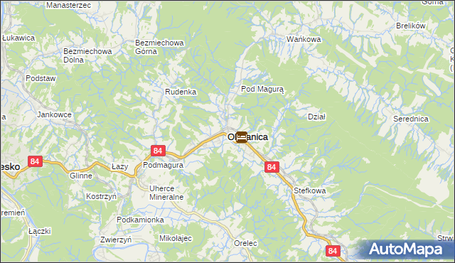 mapa Olszanica powiat leski, Olszanica powiat leski na mapie Targeo