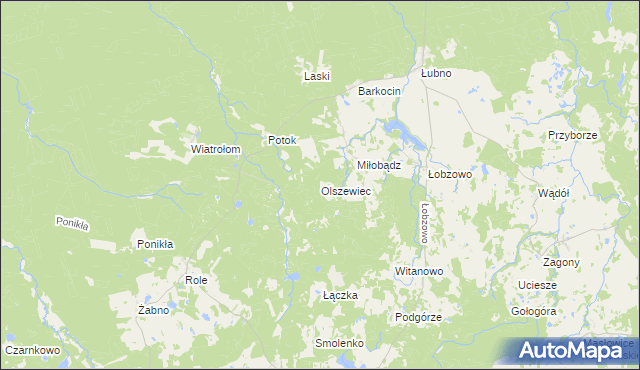 mapa Olszewiec gmina Miastko, Olszewiec gmina Miastko na mapie Targeo