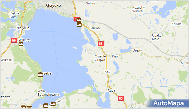 mapa Osiedle Grajwo, Osiedle Grajwo na mapie Targeo