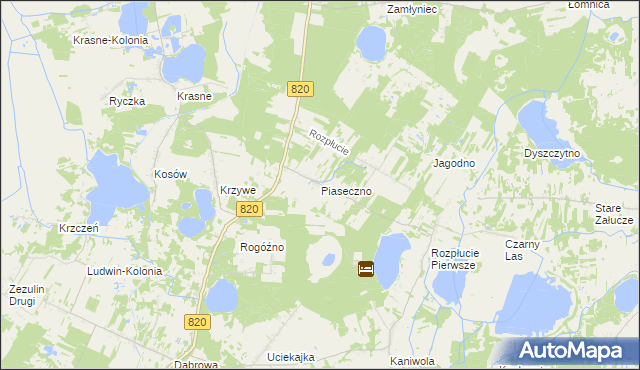 mapa Piaseczno gmina Ludwin, Piaseczno gmina Ludwin na mapie Targeo