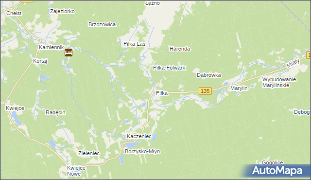 mapa Piłka gmina Drawsko, Piłka gmina Drawsko na mapie Targeo