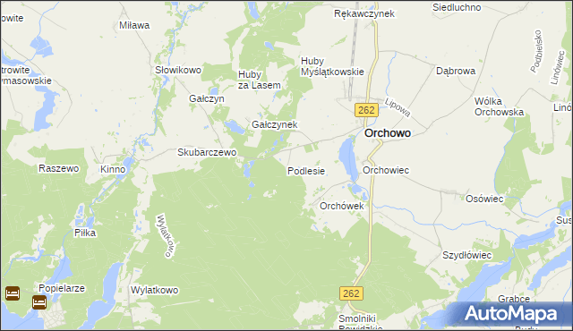 mapa Podlesie gmina Orchowo, Podlesie gmina Orchowo na mapie Targeo