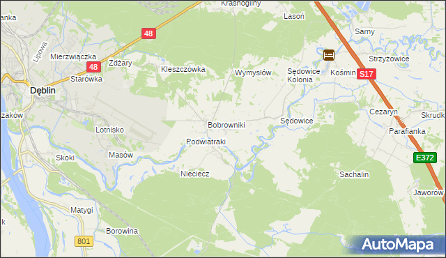 mapa Podwierzbie gmina Ryki, Podwierzbie gmina Ryki na mapie Targeo