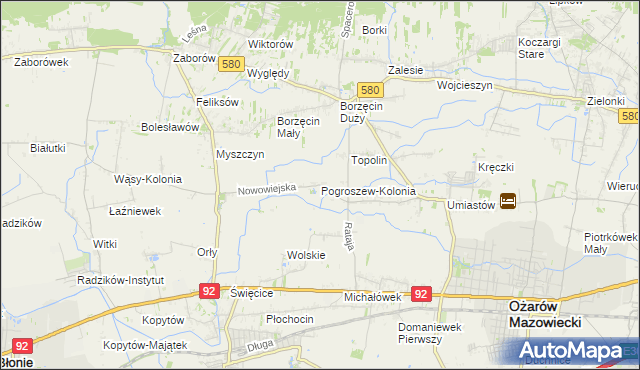 mapa Pogroszew-Kolonia, Pogroszew-Kolonia na mapie Targeo
