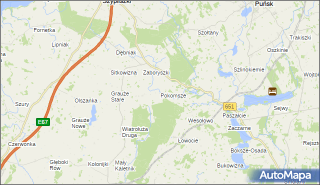 mapa Pokomsze, Pokomsze na mapie Targeo