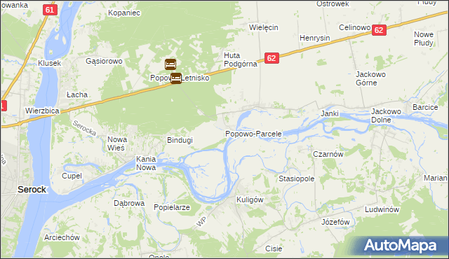 mapa Popowo-Parcele, Popowo-Parcele na mapie Targeo