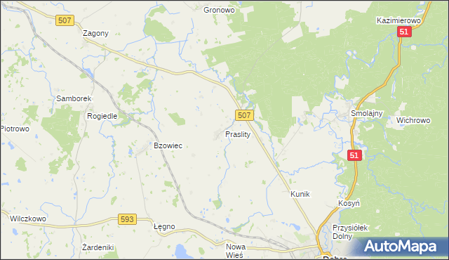 mapa Praslity, Praslity na mapie Targeo