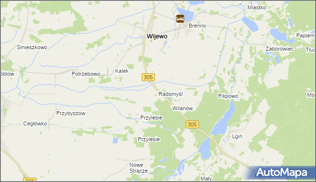 mapa Radomyśl gmina Wijewo, Radomyśl gmina Wijewo na mapie Targeo