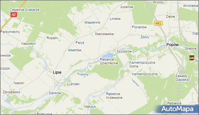 mapa Rębielice Szlacheckie, Rębielice Szlacheckie na mapie Targeo