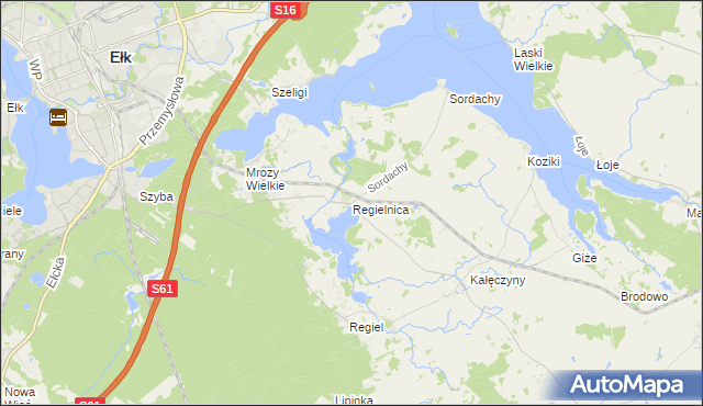 mapa Regielnica, Regielnica na mapie Targeo