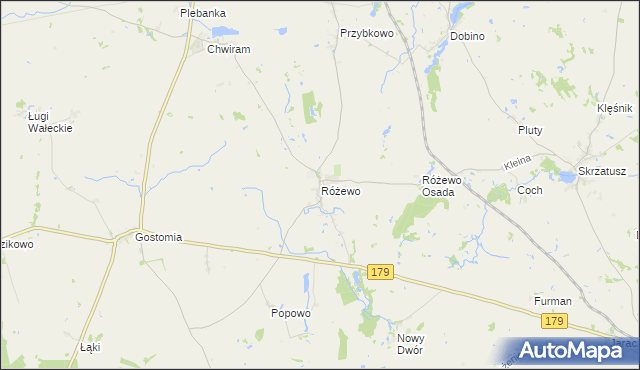 mapa Różewo gmina Wałcz, Różewo gmina Wałcz na mapie Targeo