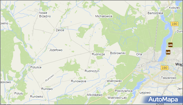 mapa Rudnicze gmina Wągrowiec, Rudnicze gmina Wągrowiec na mapie Targeo