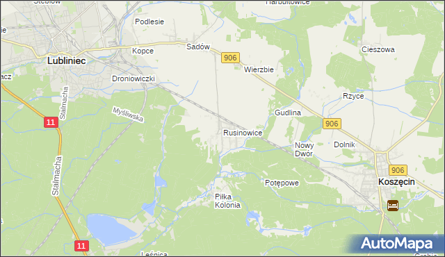 mapa Rusinowice, Rusinowice na mapie Targeo