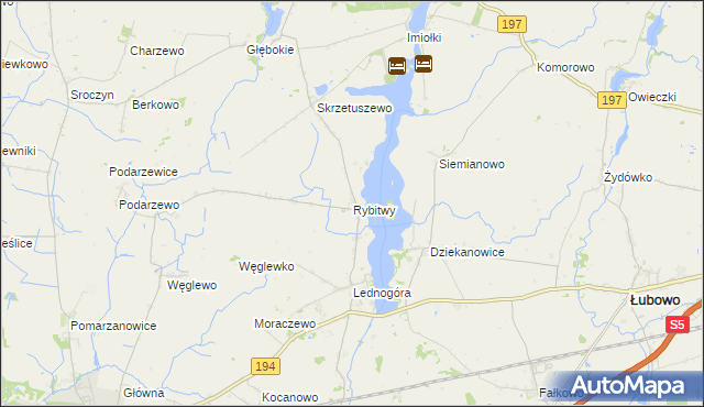 mapa Rybitwy gmina Łubowo, Rybitwy gmina Łubowo na mapie Targeo