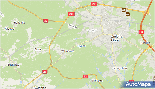 mapa Rybno gmina Świdnica, Rybno gmina Świdnica na mapie Targeo