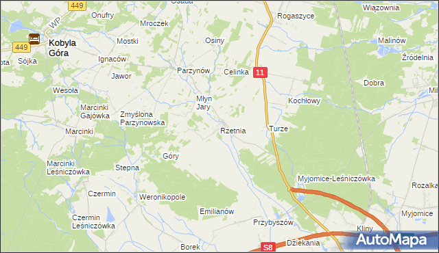 mapa Rzetnia, Rzetnia na mapie Targeo