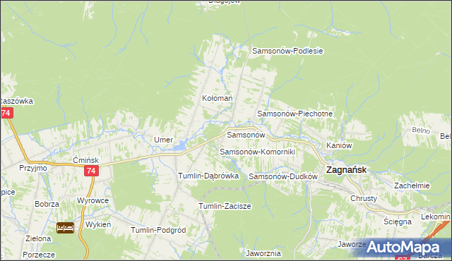 mapa Samsonów, Samsonów na mapie Targeo