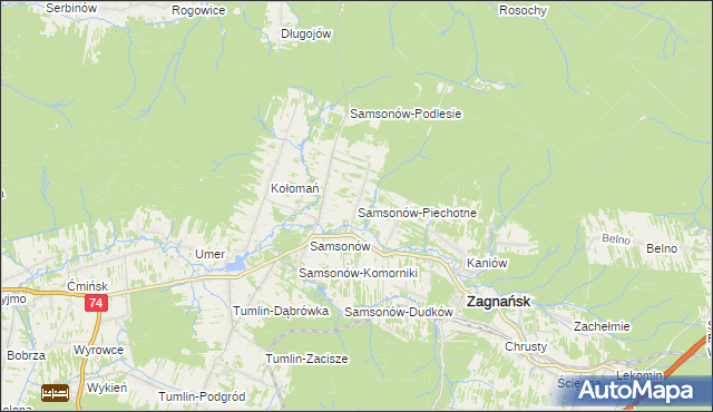 mapa Samsonów-Piechotne, Samsonów-Piechotne na mapie Targeo