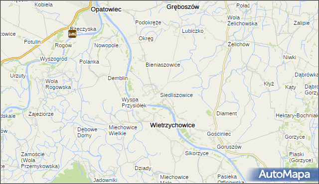 mapa Siedliszowice gmina Żabno, Siedliszowice gmina Żabno na mapie Targeo