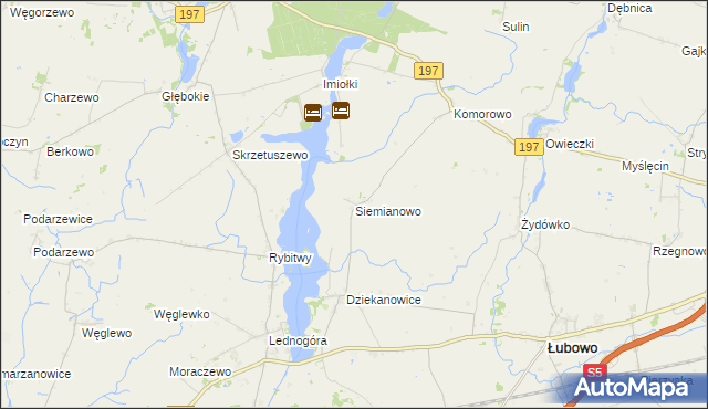 mapa Siemianowo gmina Łubowo, Siemianowo gmina Łubowo na mapie Targeo