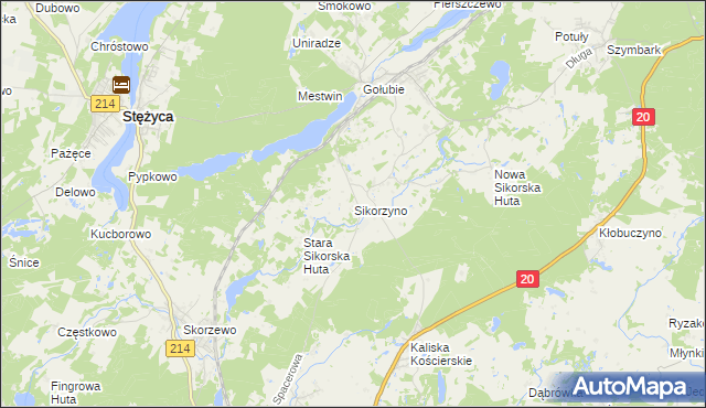 mapa Sikorzyno, Sikorzyno na mapie Targeo