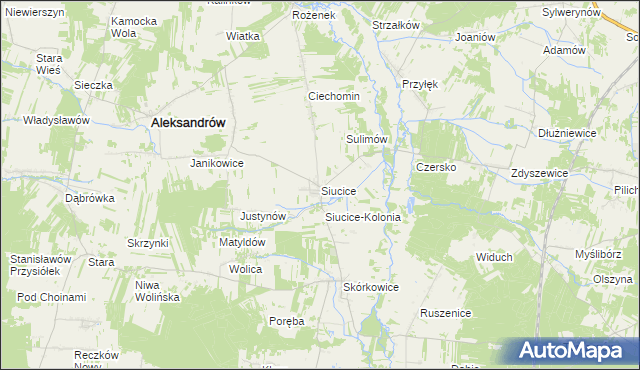 mapa Siucice, Siucice na mapie Targeo