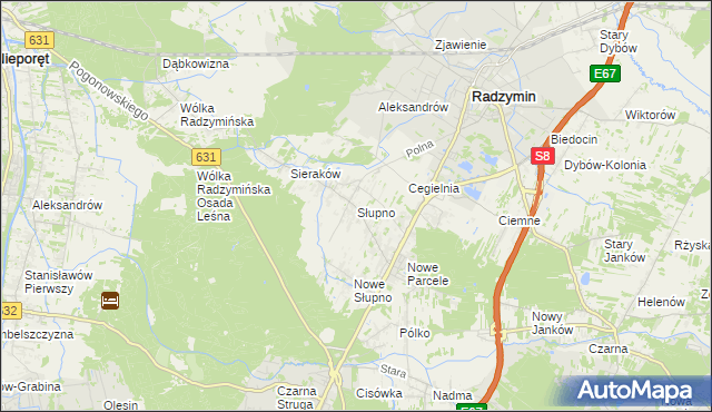 mapa Słupno gmina Radzymin, Słupno gmina Radzymin na mapie Targeo