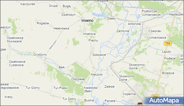 mapa Sobowice gmina Imielno, Sobowice gmina Imielno na mapie Targeo