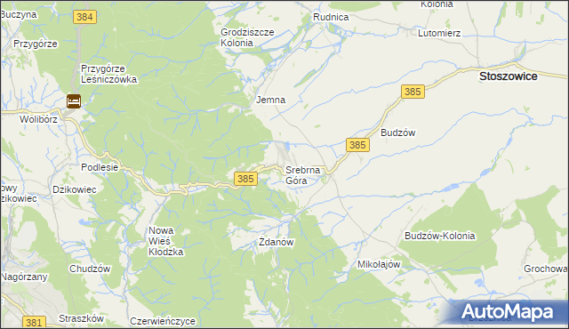 mapa Srebrna Góra gmina Stoszowice, Srebrna Góra gmina Stoszowice na mapie Targeo