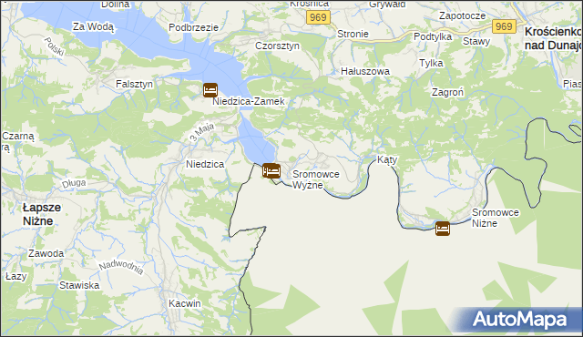 mapa Sromowce Wyżne, Sromowce Wyżne na mapie Targeo