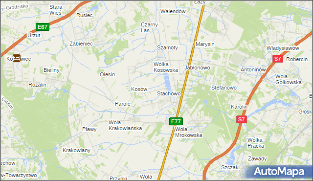 mapa Stachowo gmina Lesznowola, Stachowo gmina Lesznowola na mapie Targeo
