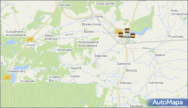 mapa Stajkowo gmina Lubasz, Stajkowo gmina Lubasz na mapie Targeo