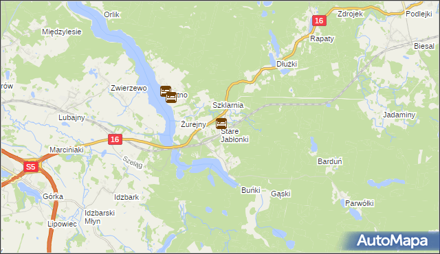 mapa Stare Jabłonki, Stare Jabłonki na mapie Targeo