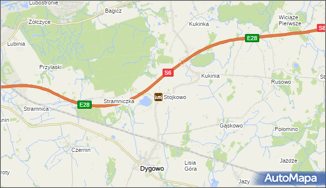 mapa Stojkowo, Stojkowo na mapie Targeo