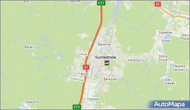 mapa Suchedniów, Suchedniów na mapie Targeo