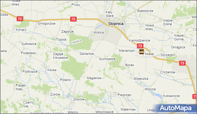 mapa Suchowola gmina Stopnica, Suchowola gmina Stopnica na mapie Targeo