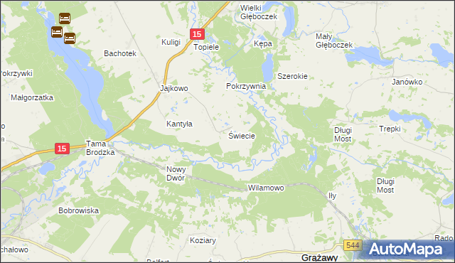 mapa Świecie gmina Brzozie, Świecie gmina Brzozie na mapie Targeo