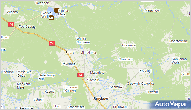 mapa Świnków gmina Smyków, Świnków gmina Smyków na mapie Targeo