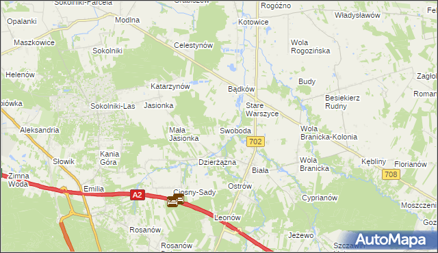 mapa Swoboda gmina Zgierz, Swoboda gmina Zgierz na mapie Targeo